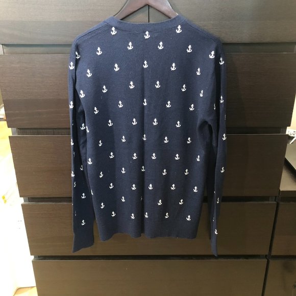 Equipment Sullivan Cardigan in Navy with Anchor Embroidery - Picture 3 of 8